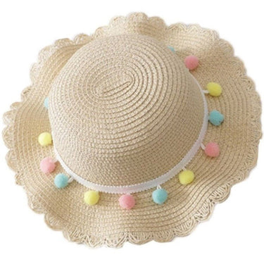 Chapeau Paille Bebe Fille a Pompons